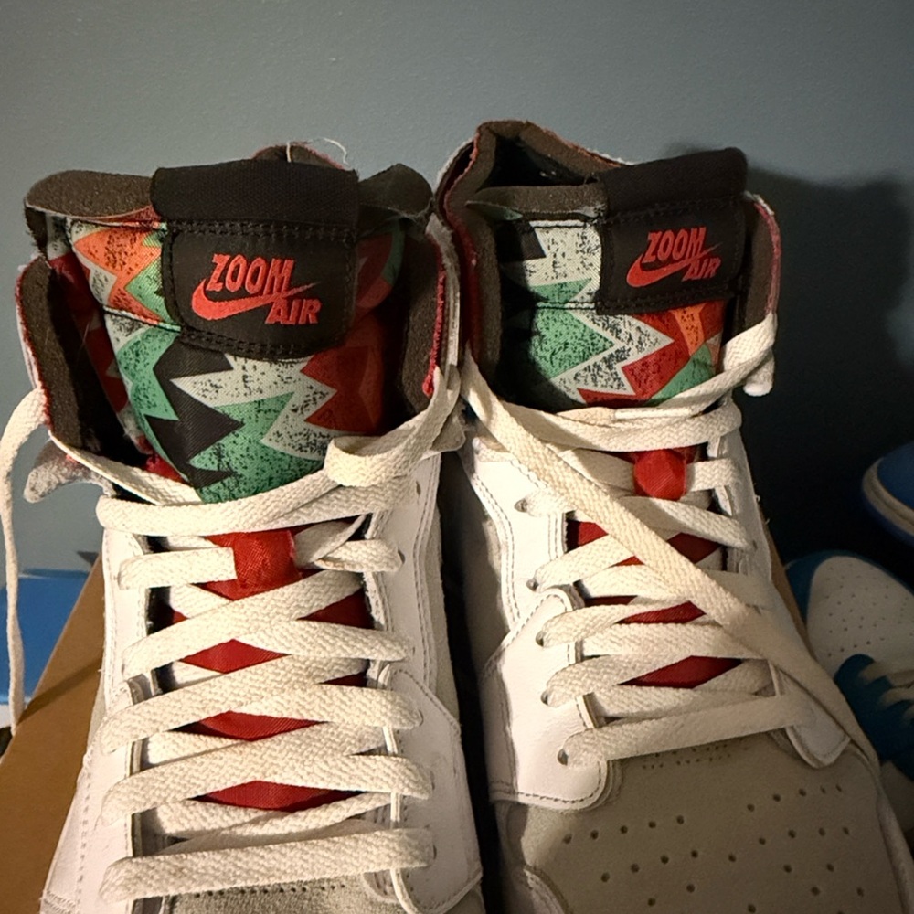 Nike High-Top Sneakers in White with Red & Green Accents